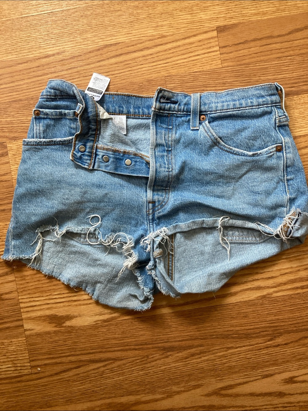 Levi's Light Blue Distressed Denim Cutoff Shorts